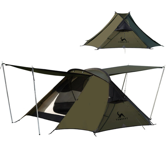 TOMOUNT テント 2人用 軽量テント 20Dナイロン 2.4KG ドームテント 4000mm耐水圧 登山 キャンプテント 広い前室 通気性 二重層構造 3シーズン 自立式 テント 簡単設営 アウトドア コンパクト