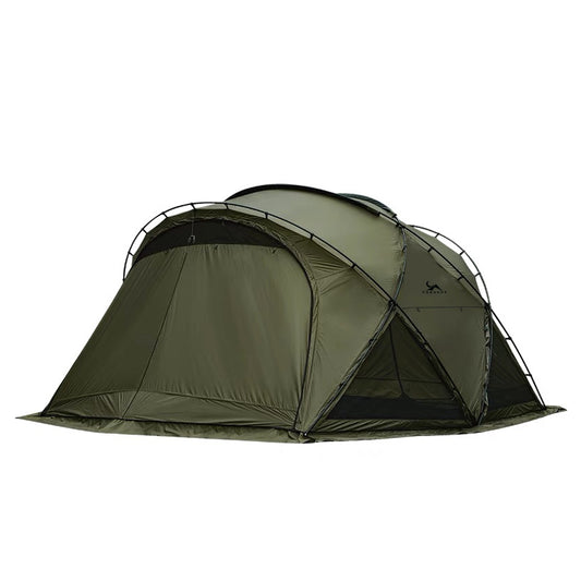 TOMOUNT 大型 シェルターテント 75Dナイロン 超軽量 ドームテント 高220CM アルミポール 3~4人用 自立式 アウトドア テント【TPUドア + メッシュドア】煙突穴付き 多機能 キャノピー 4シーズン適用 簡単設営 【MOON-XG Ver.2.0】