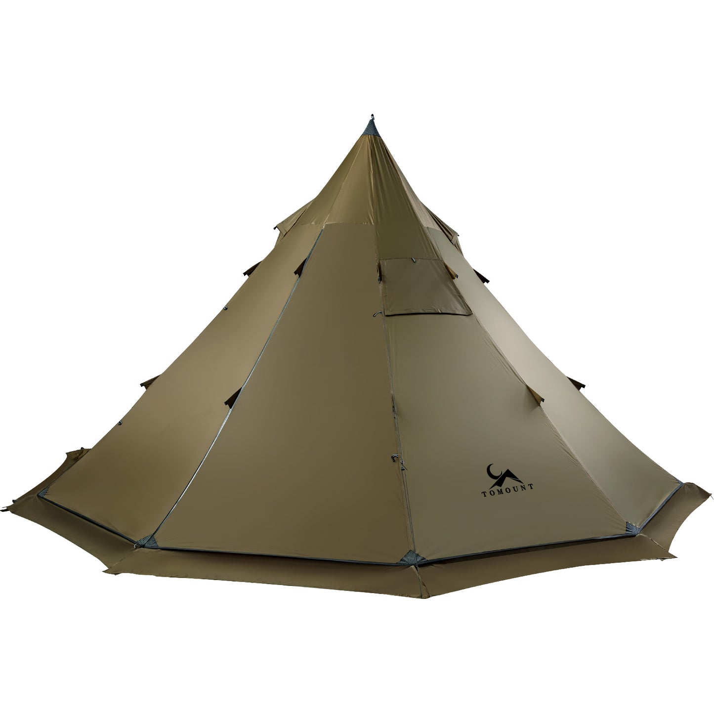 TOMOUNT ワンポールテント 高さ2.4m 75Dナイロン ホットテント 直径4.2m 耐水圧4000mm 1-4人用 大型ティピーテント 十角形 軽量 引裂き防止 煙突穴付き 簡単設営 多機能 通気性 4シーズン適用 キャンプ用 アウトドア