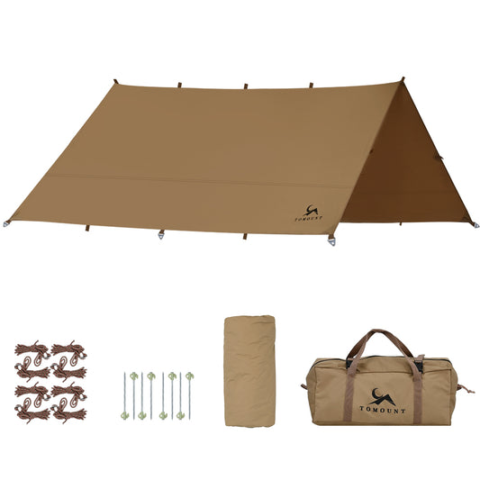 TOMOUNT タープ tc 正方形 ポリコットン タープ 4m x 4m ループ19箇所 キャンプタープ 天幕シェード