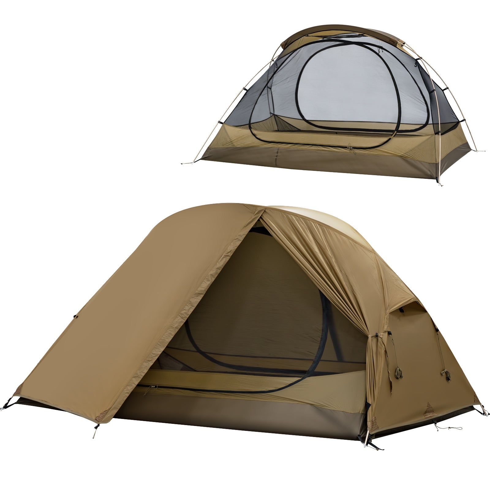 TOMOUNT テント 登山用 超軽量 人用テント 20Dナイロン キャンプテント 自立式 PU3000mm インナー付き 二重層 通気 コ ...